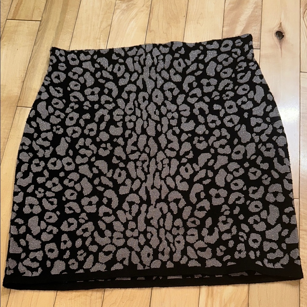 Sunday Best Black and Gray Animal Print Metallic Mini Skirt